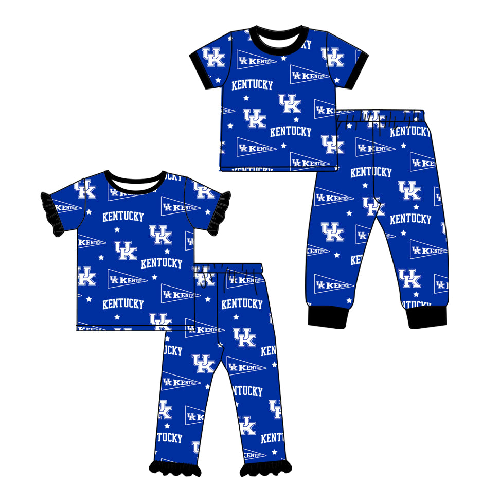 Toddle kids custom kentucky team design girl boys short sleeve pajama set