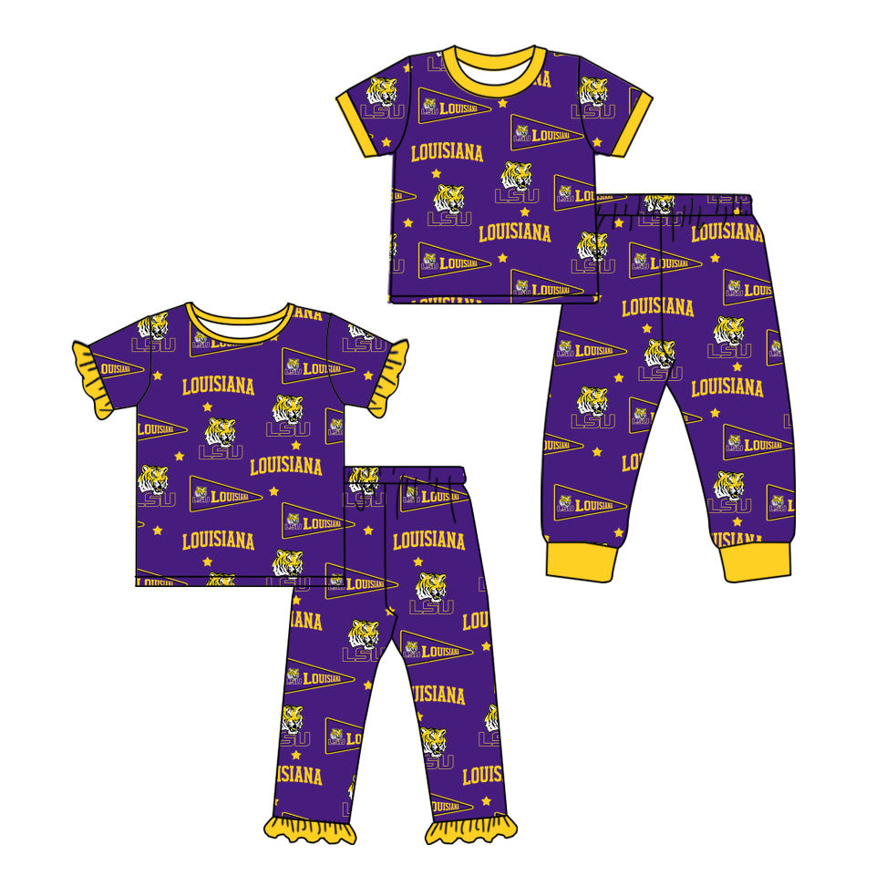 Toddle kids custom louisiana team design girl boys short sleeve pajama set