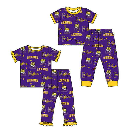 Toddle kids custom louisiana team design girl boys short sleeve pajama set