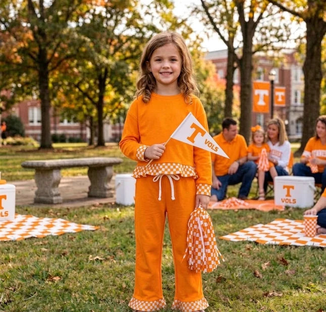 Baby girl custom team cheer design long sleeve top pants set