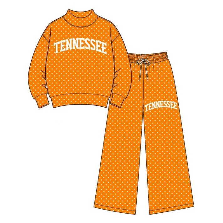 Baby girl custom team cheer design long sleeve mock neck top pants set