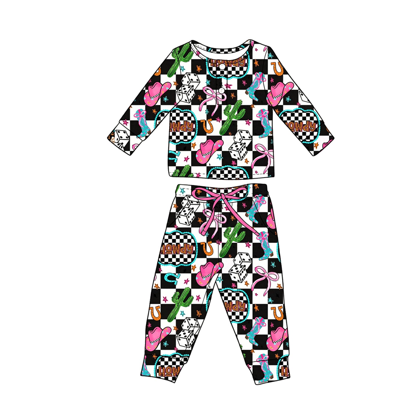 baby girl long sleeve western top matching pants custom design outfit
