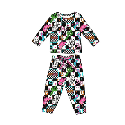 baby girl long sleeve western top matching pants custom design outfit