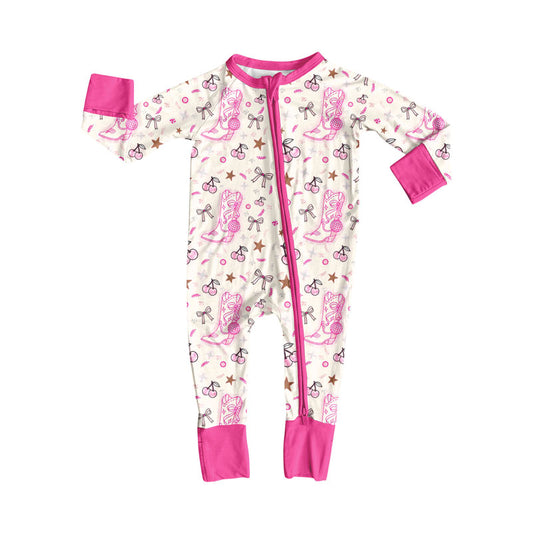 toddle baby western boots long sleeve zip romper