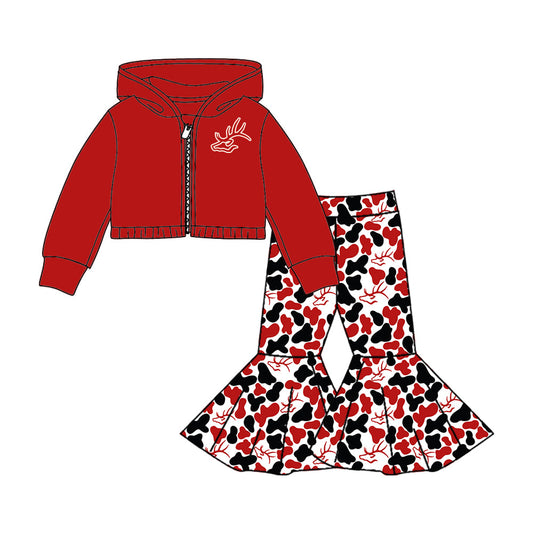 Girls long sleeve zip top matching pants custom team outfit