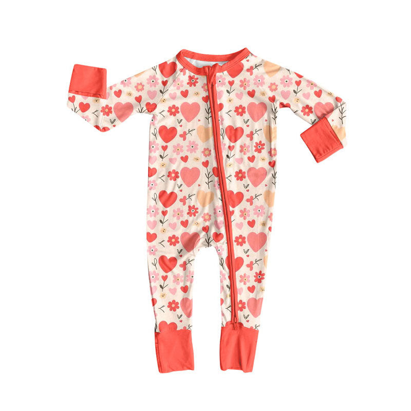 Toddle baby Valentines heart design long sleeve romper wholesale factory price