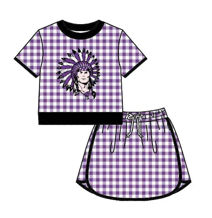 Custom team top matching skorts girl summer outfit
