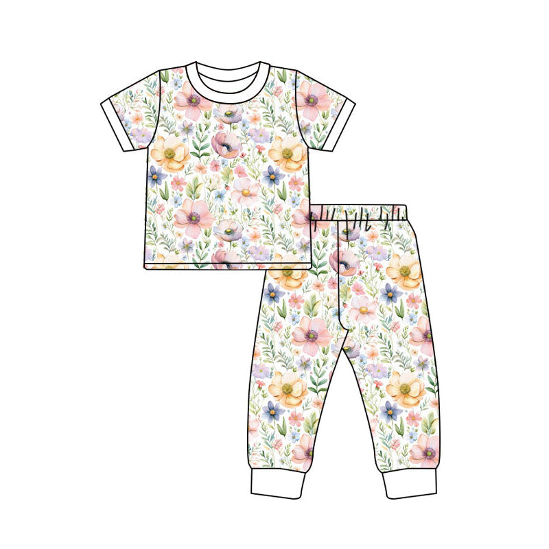 Floral design kids pajama set wholesal factory price