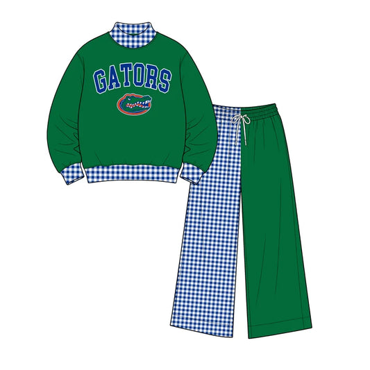 Toddle kids girls custom gators team design long sleeve outfit