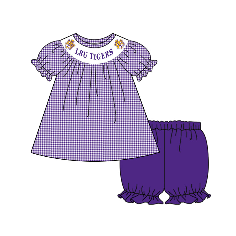 baby girls purple tiger university football team custom outfit