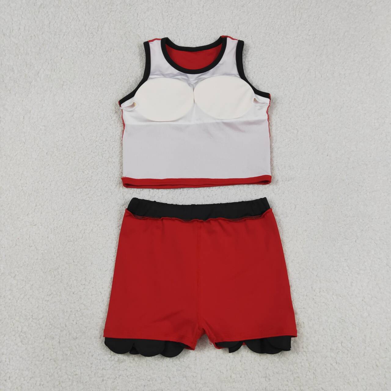 Red yoga top matching skorts girls summer outfit