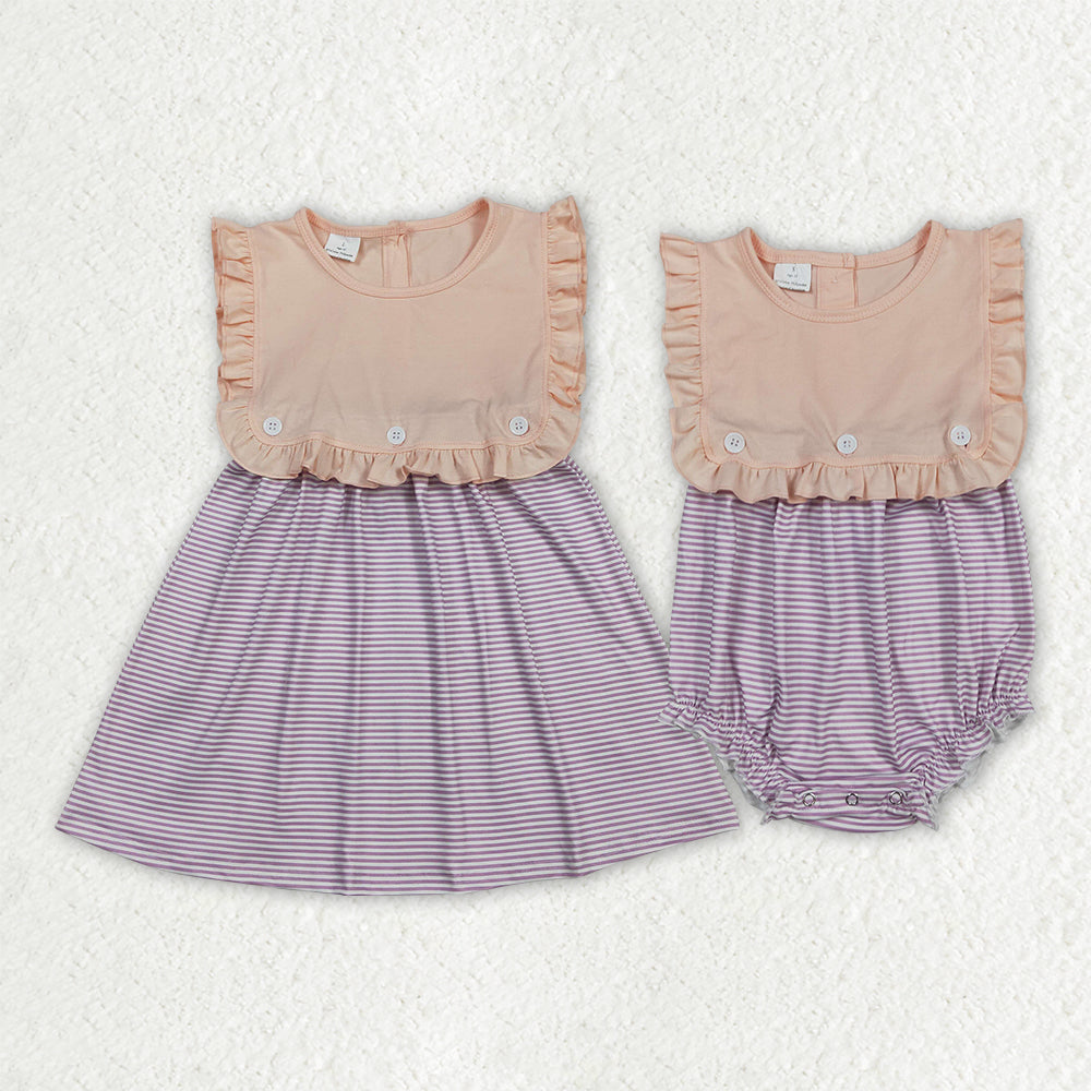 Lavender stripes design toddle girls dress