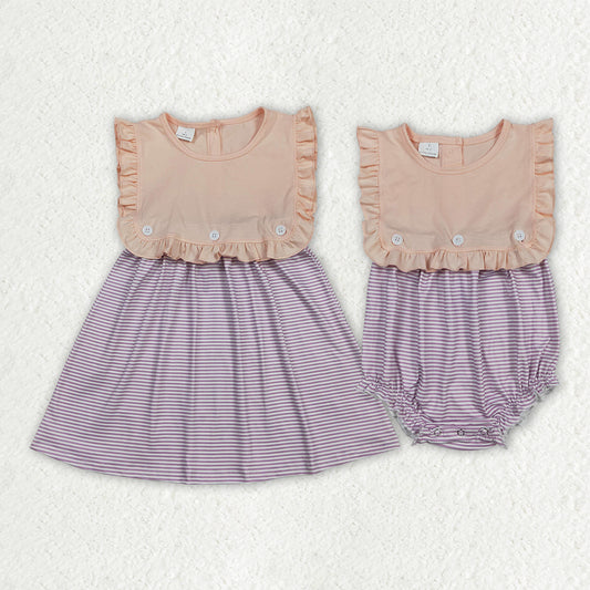 Lavender stripes design toddle girls dress