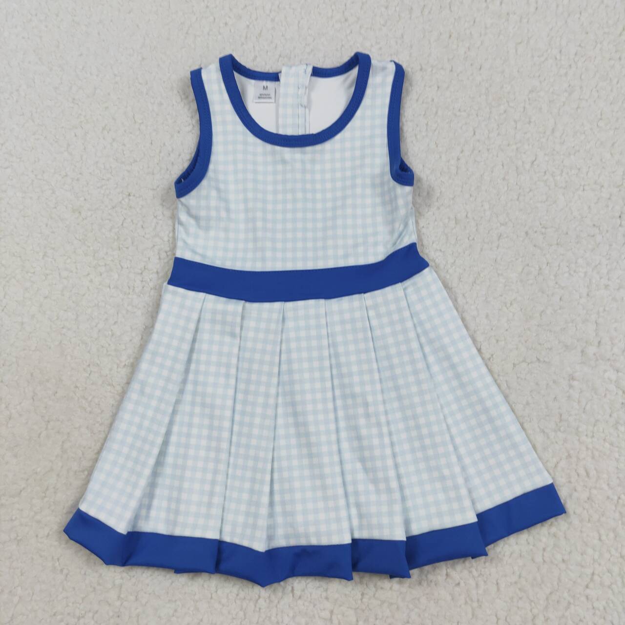 Baby girls blue plaid active wear athletic summer yoga dress