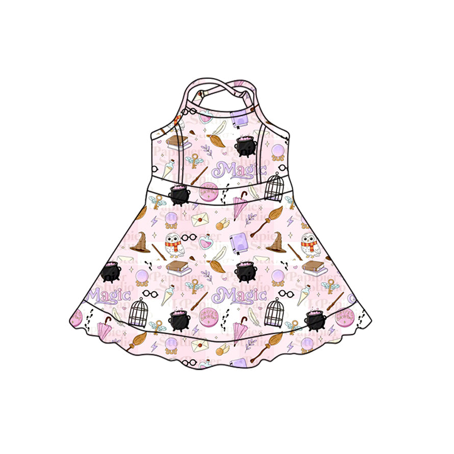 Toddle girls wholesale custom magic design yoga dress