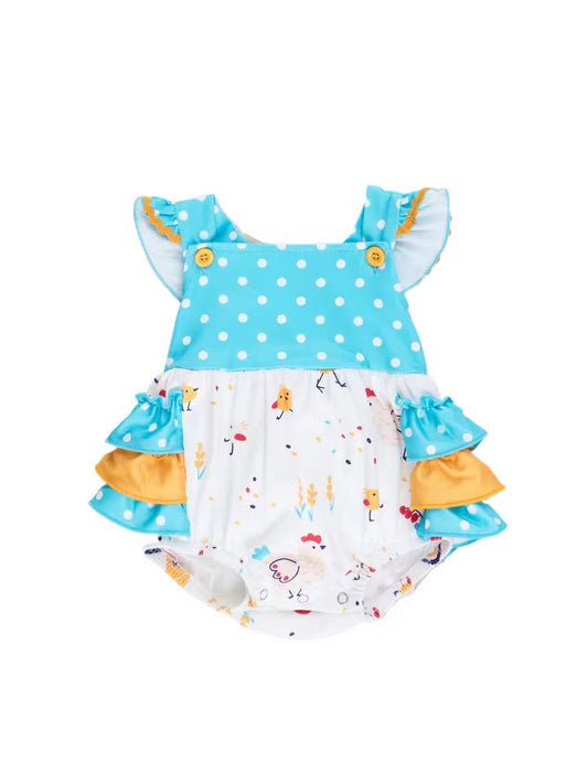 farm chicken bubble romper
