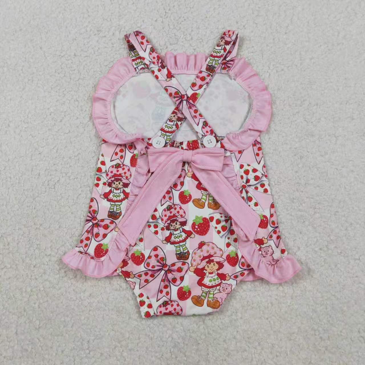Strawberry top matching shorts girls summer outfit