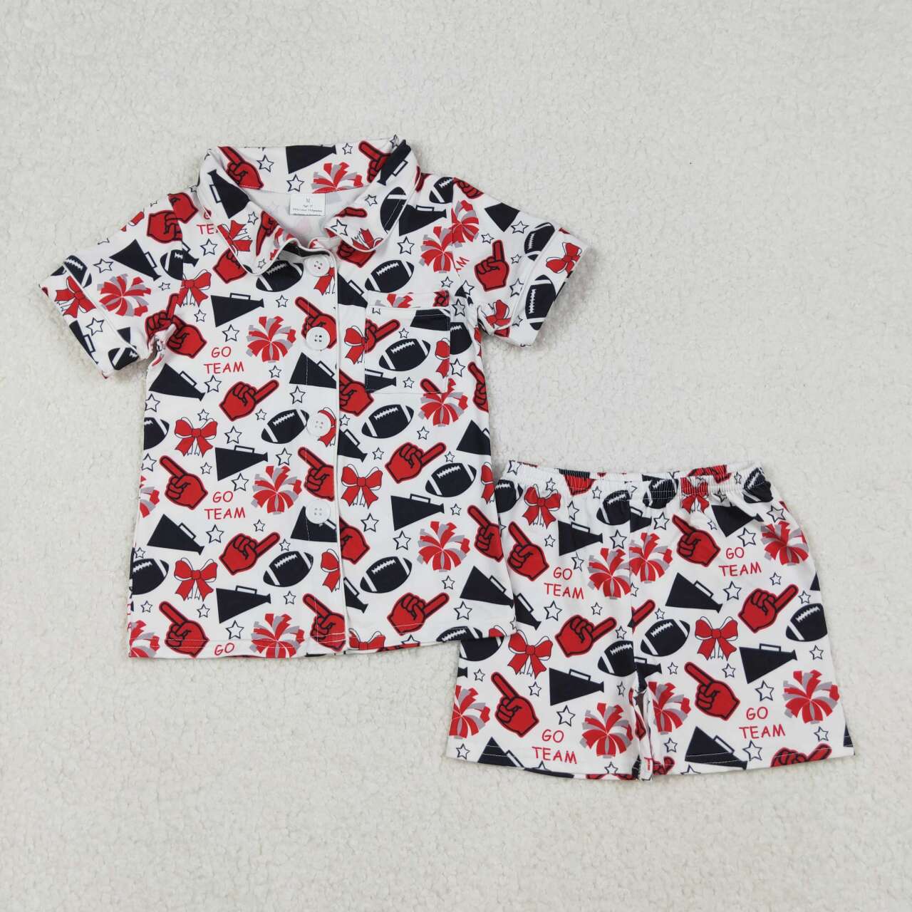 Football red cheer set girls summer pajama set
