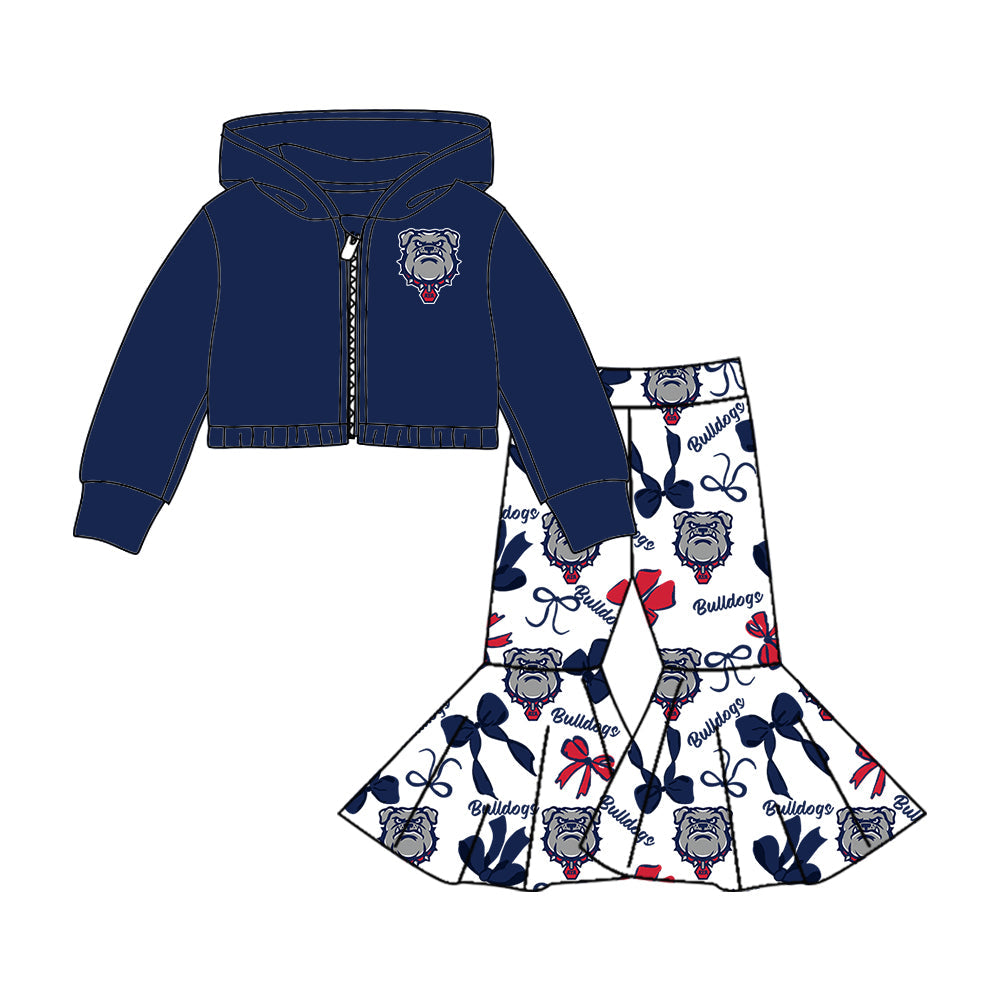 Girls long sleeve zip top matching pants custom team outfit