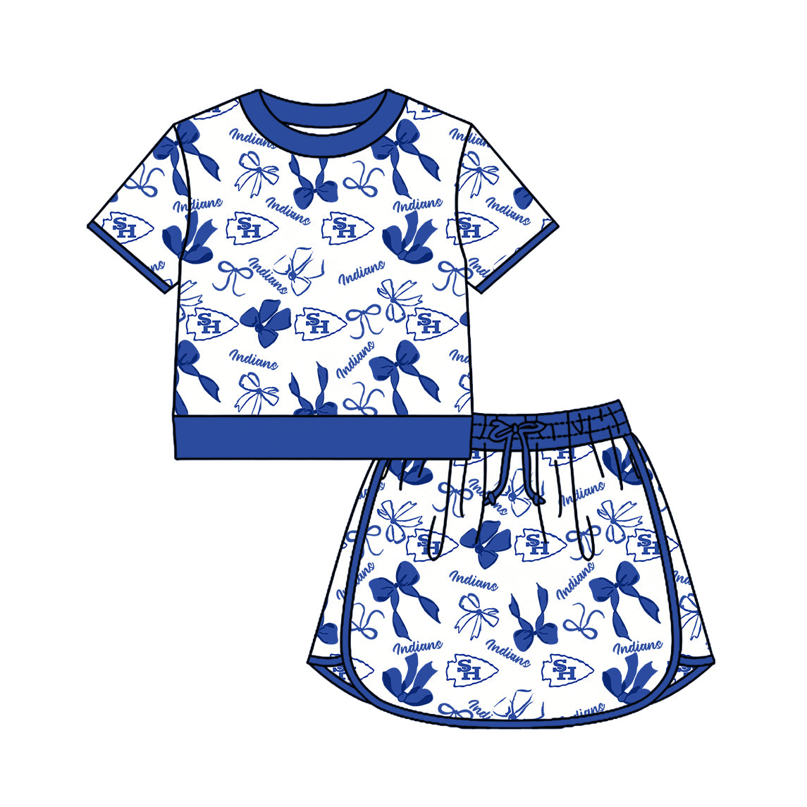 Custom team pullover top matching skorts girl summer outfit