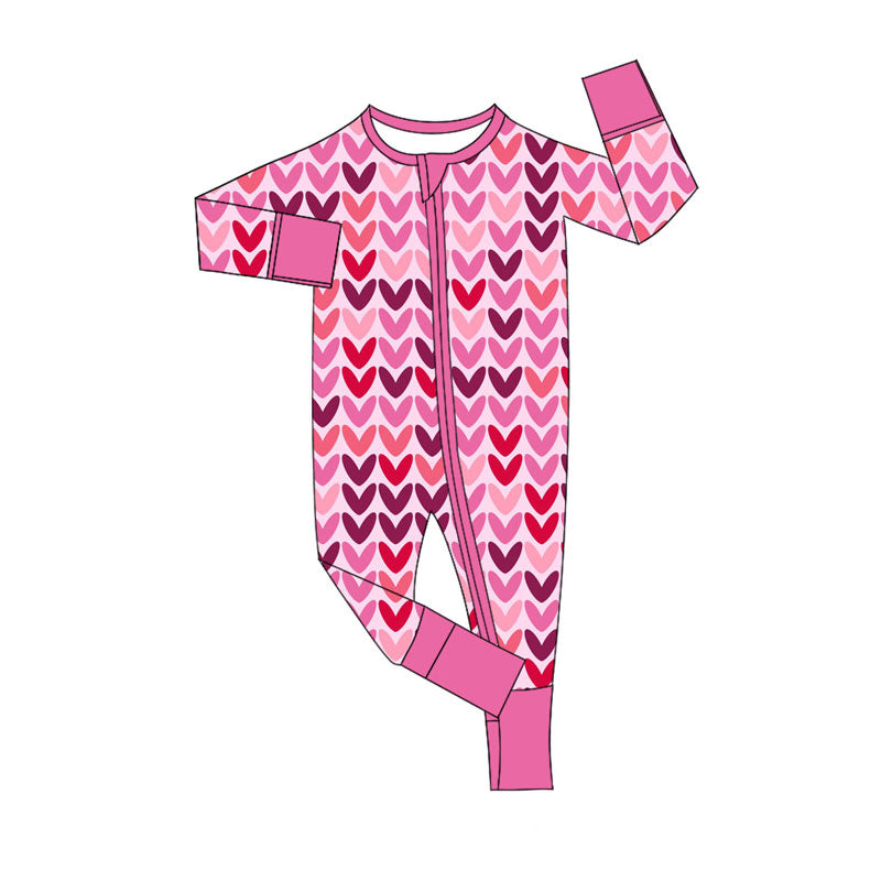 toddle baby Valentines day long sleeve zip romper wholesale factory price
