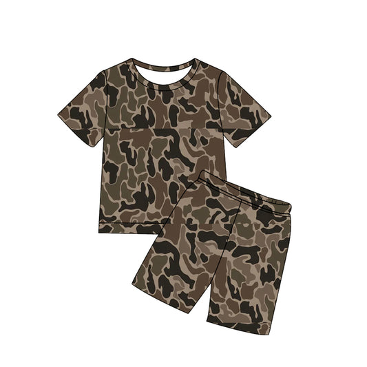 Camo design top matching shorts kids summer wholesale factory outfit