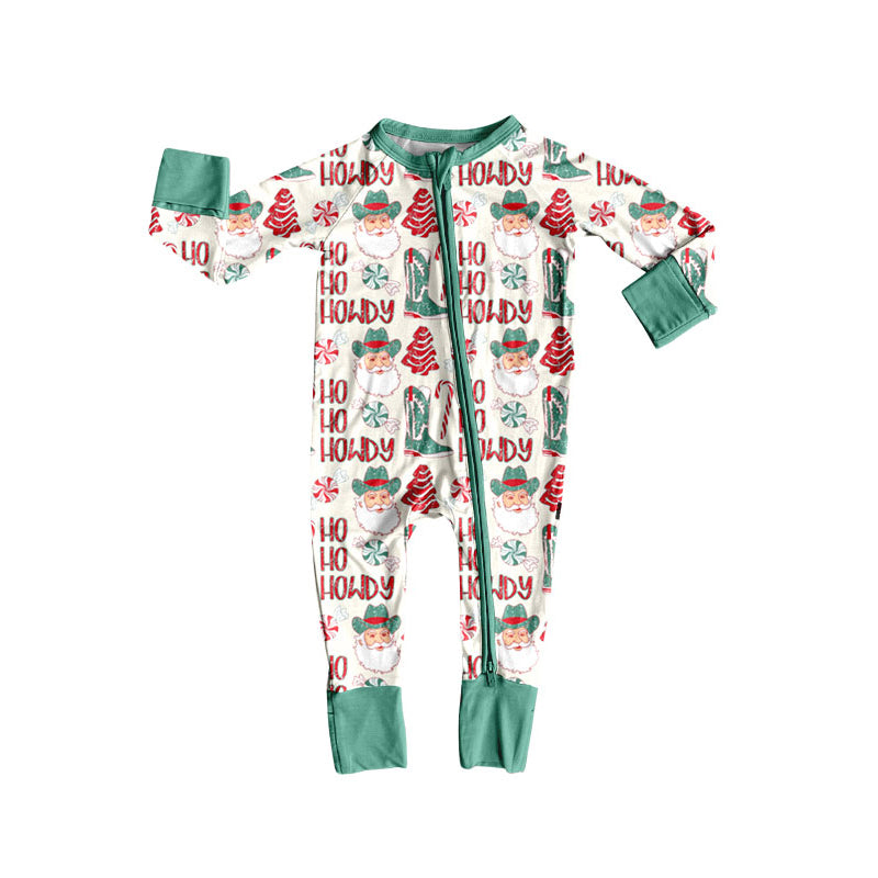 toddle baby Christmas santa print long sleeve zip romper