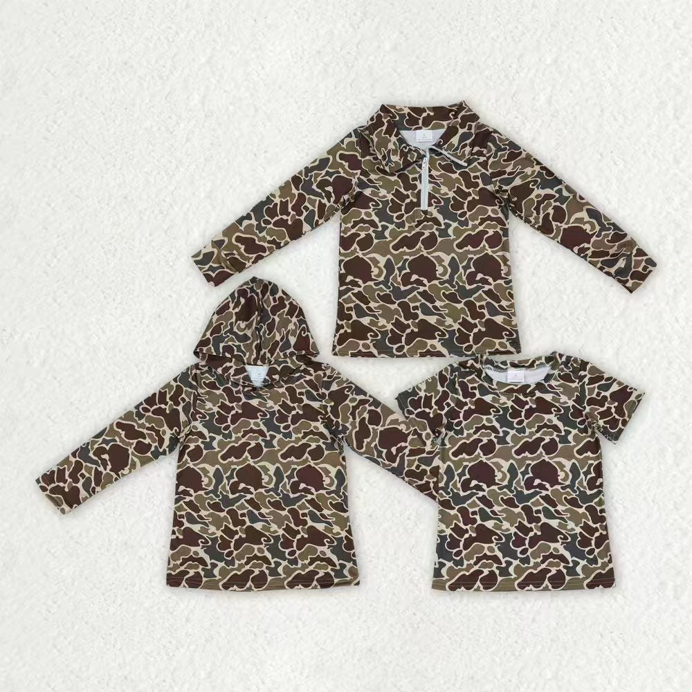 Brown camouflage boy short sleeve top