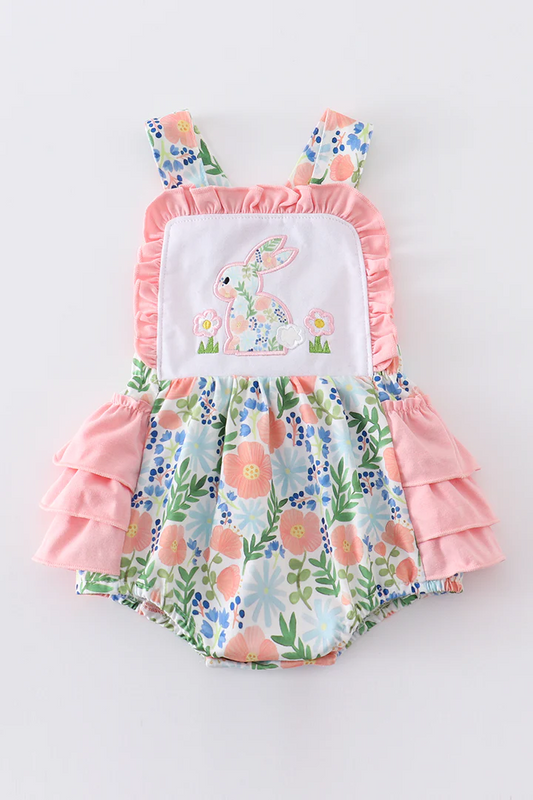 easter floral bunny holiday romper