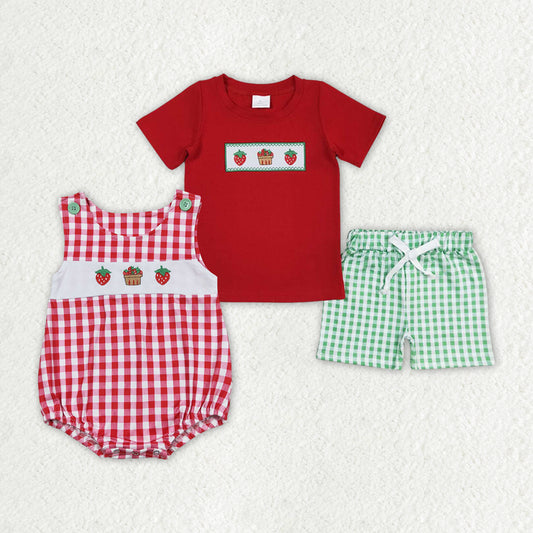 embroidery strawberry sister brother matching sibling clothes