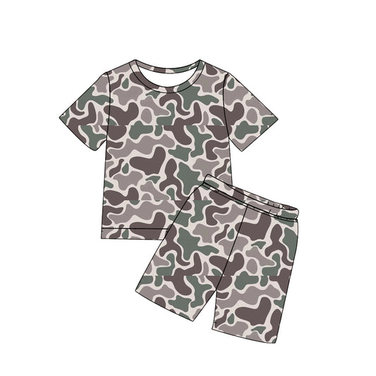 Camo design top matching shorts kids summer wholesale factory outfit