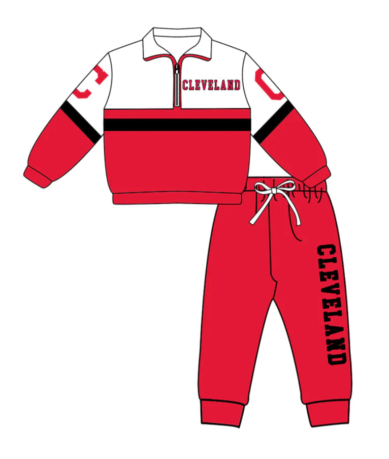 Kids long sleeve team pullover top matching pants outfit wholesal factory price