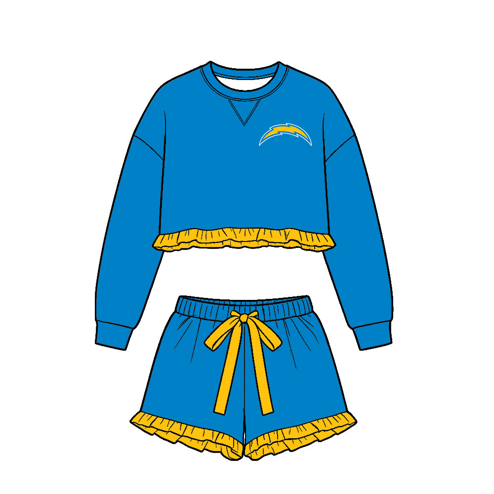 Custom team top matching shorts kids outfit wholesale factory price