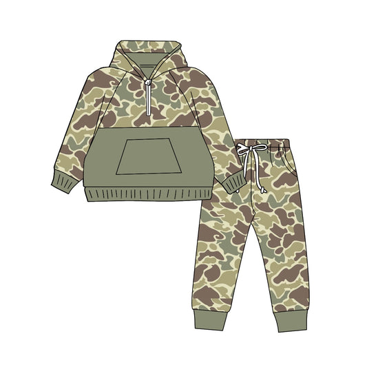 baby boy western green camo matching clothing set