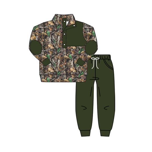 hot sale baby boy long sleeve fall winter green camo clothes set preorder