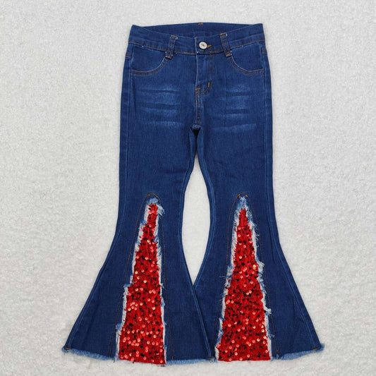 baby girls christmas jeans bell bottoms red sequins ruffle