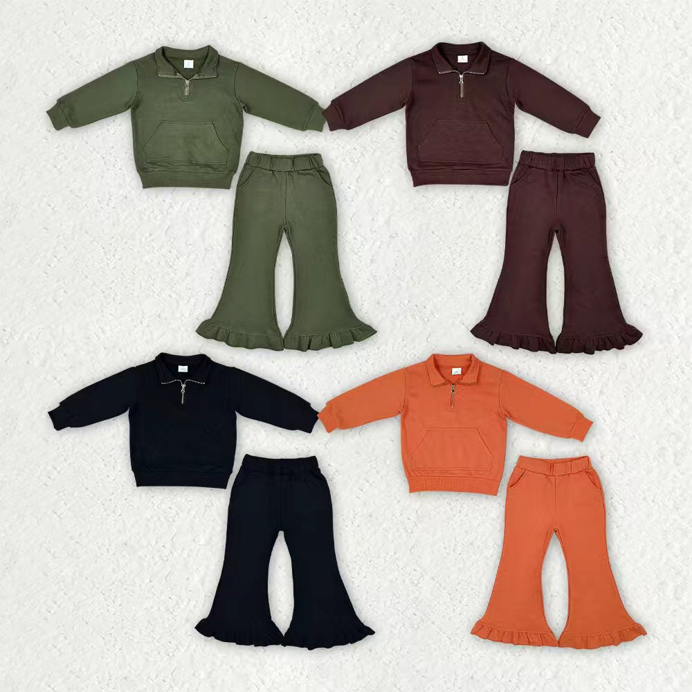 Black long sleeve sweatshirt top matching pants girls sweatshirt outfit