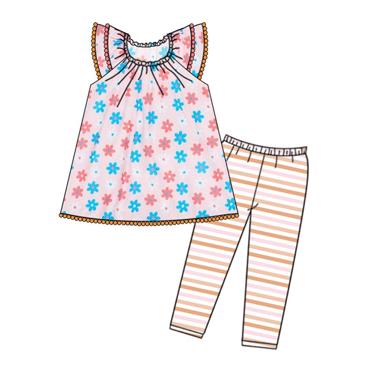 flower baby girls wholesale boutique clothing set