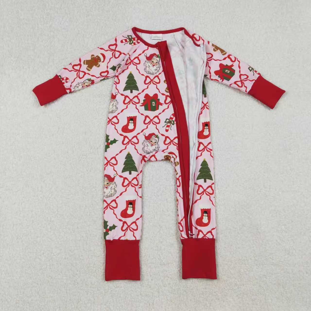 Adult women Christmas santa candy cane long sleeve pajama set