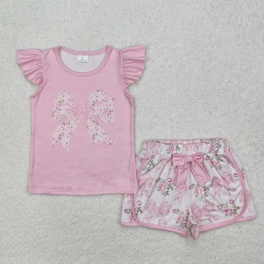 Toddle baby girl floral bow summer outfit