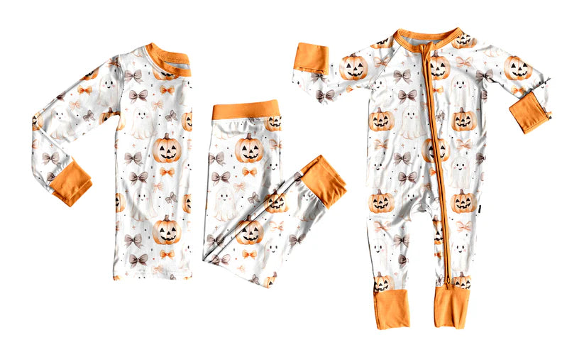 Halloween pumpkin skull baby long sleeve matching clothes whoesale price