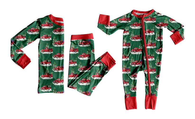 Christmas trunk print baby long sleeve matching clothes whoesale price