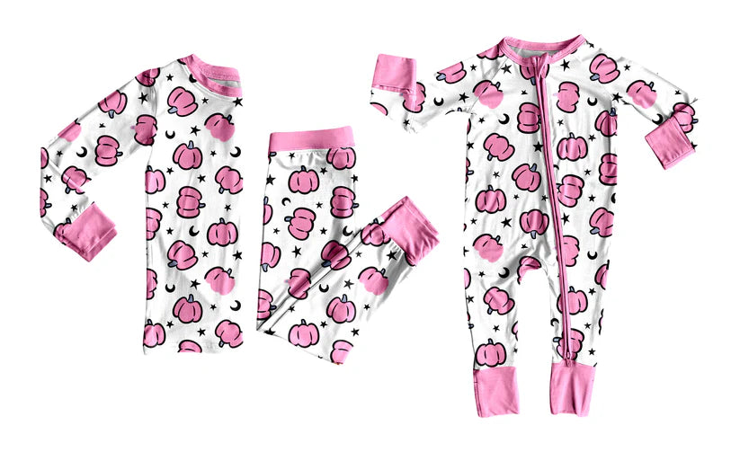 Pink pumpkins baby long sleeve matching clothes whoesale price