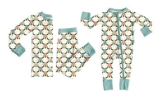 Western cow baby long sleeve matching clothes whoesale price