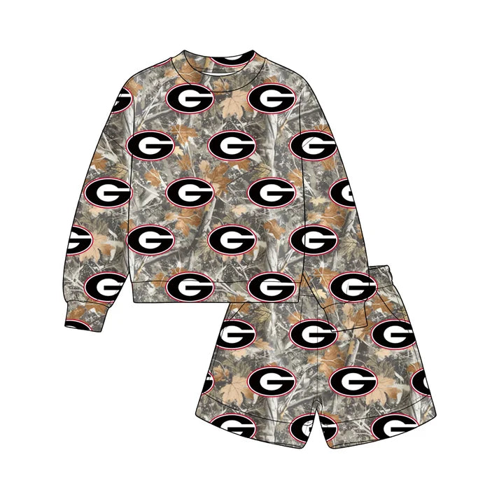 Custom team georgia top matching shorts kids outfit wholesale factory price