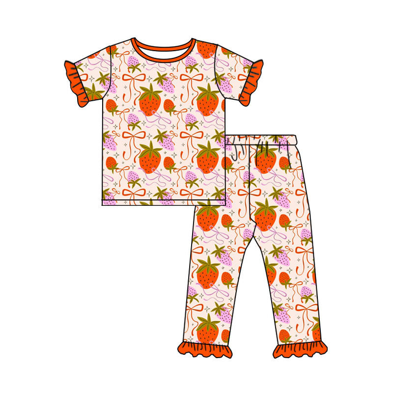 Strawberry design kids pajama set wholesal factory price