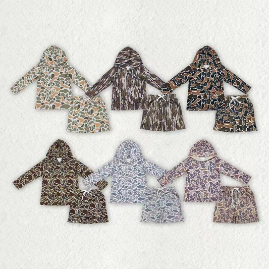Camo long sleeve hoodie top matching shorts boy summer outfit