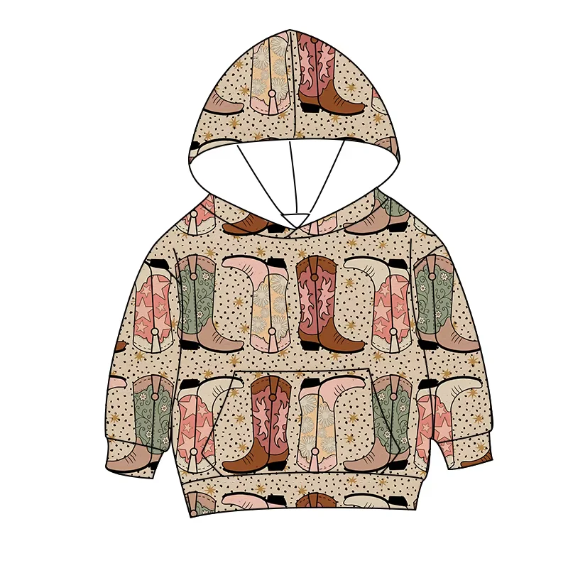 baby kids western cow design hoodie top
