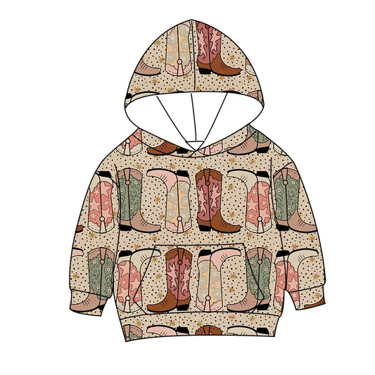 baby kids western cow design hoodie top