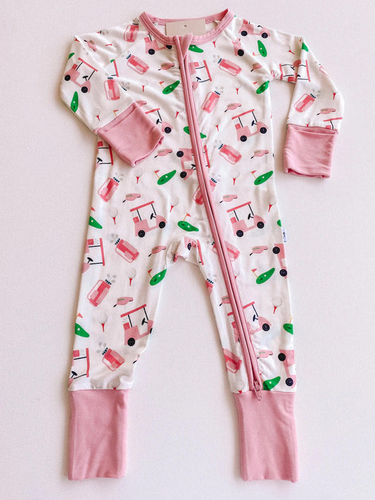 infant baby girls long sleeve golf zip romper